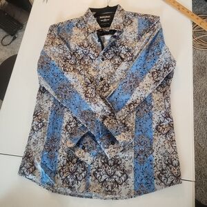 Sophisticated Blue and Cream Men's Dress Shirt